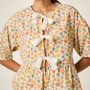 NWT La Maregold Colorful beach seashell Bridget Print Blouse Charlie shorts set